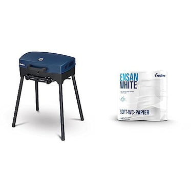 Enders Camping Gasgrill EXPLORER NEXT, Grillen-, Kochen- und Backen Funktion, 2 Brenner Edelstahl, kleiner Grill, Balkon-Picknick-Camping-Grill mit Aluguss-Grillwanne #2103 & SOFT-WC-PAPIER, 5005 im Sale
